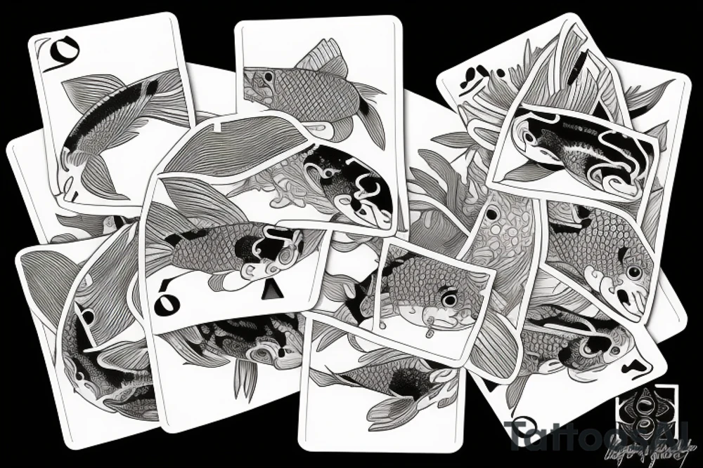 koi fish on a playing card tattoo idea