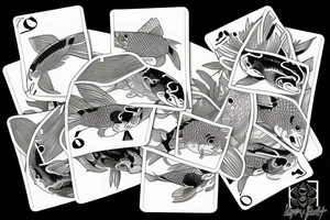 koi fish on a playing card tattoo idea