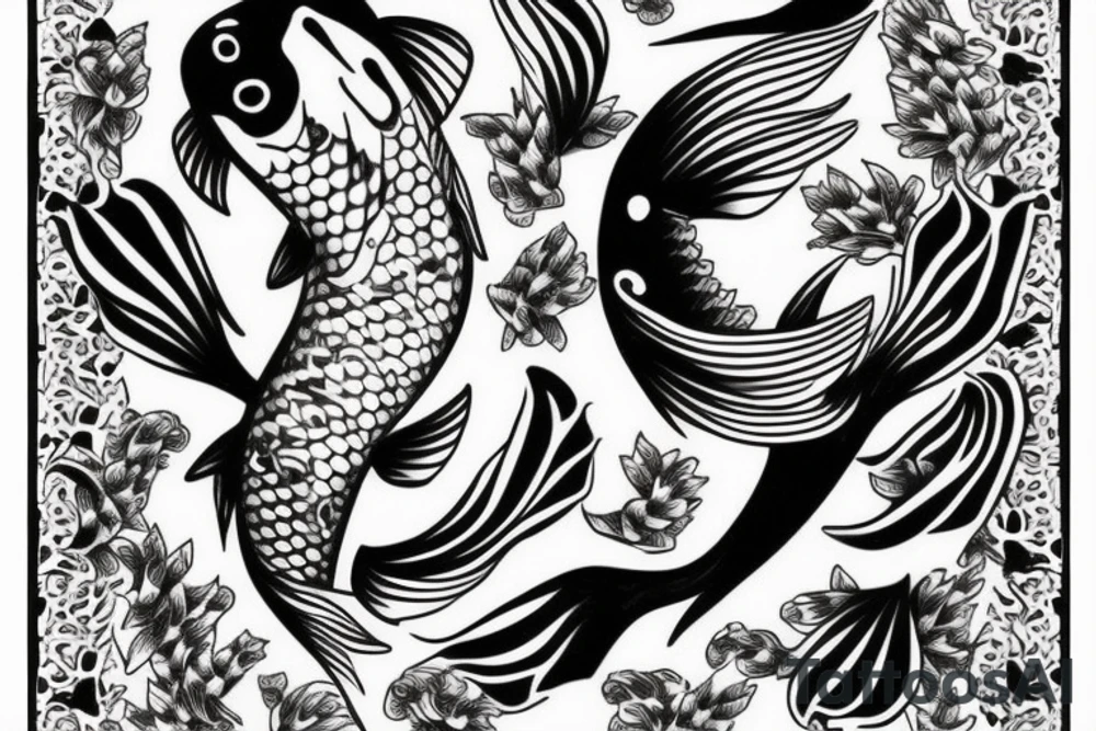 koi fish on a playing card tattoo idea