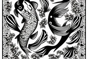 koi fish on a playing card tattoo idea