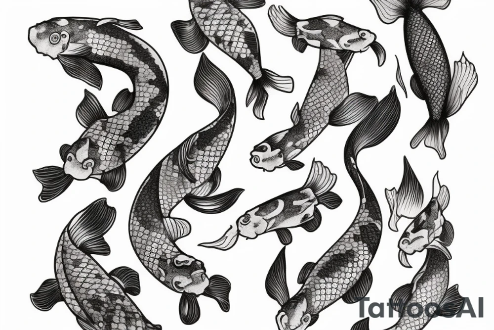 koi fish and a chameloen a playing card tattoo idea