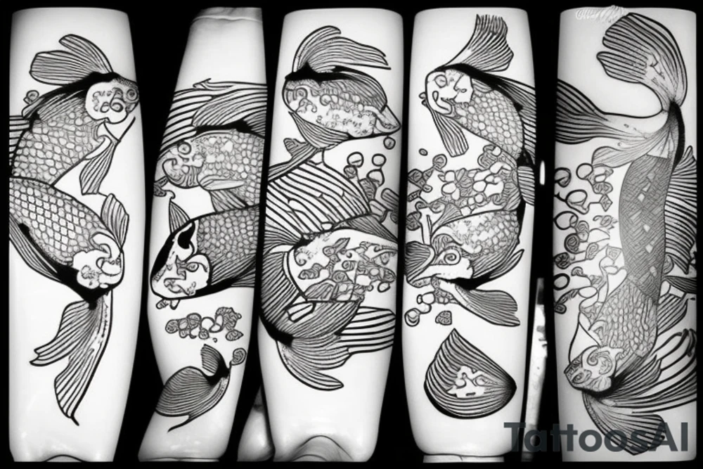 koi fish and a chameloen a playing card tattoo idea