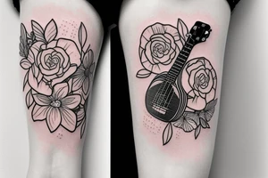 Florals wrapped around a ukulele tattoo idea