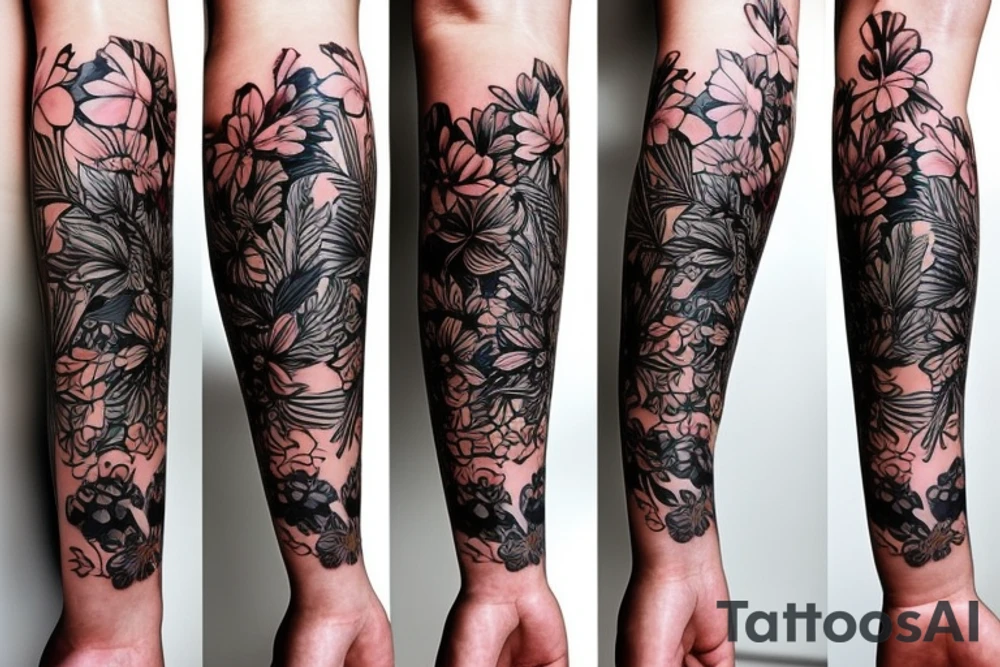 Florals wrapped around a ukulele tattoo idea