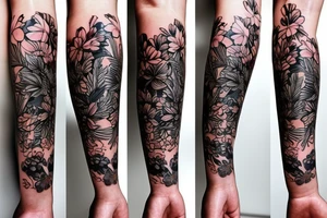 Florals wrapped around a ukulele tattoo idea