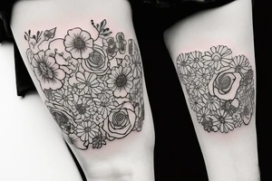 Florals wrapped around a ukulele tattoo idea