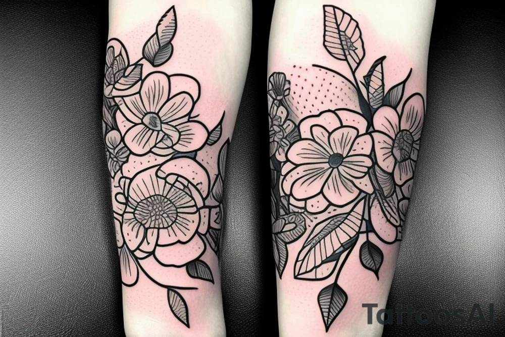 Florals wrapped around a ukulele tattoo idea