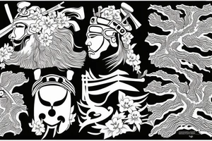 Samurai at peace with tree tattoo idea