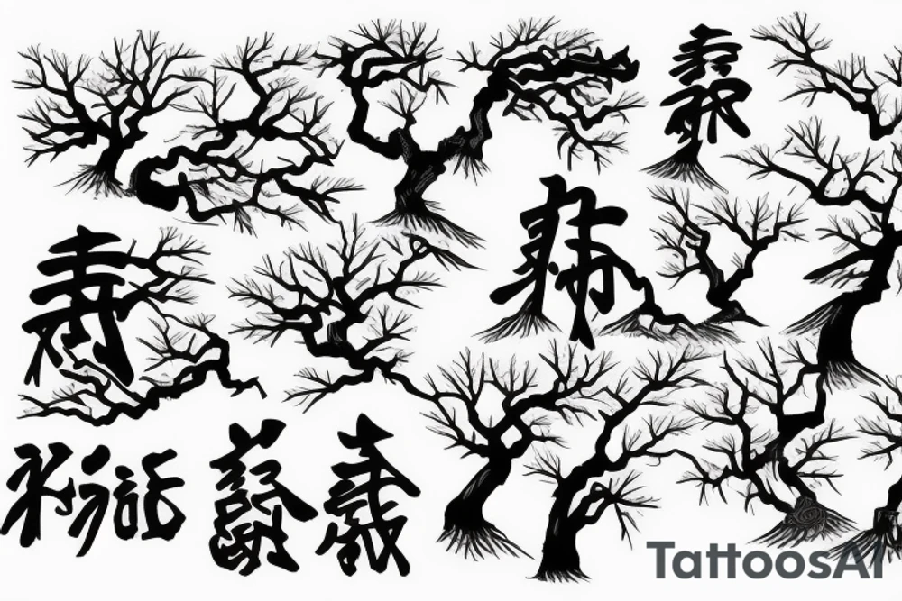 Samurai at peace with tree tattoo idea