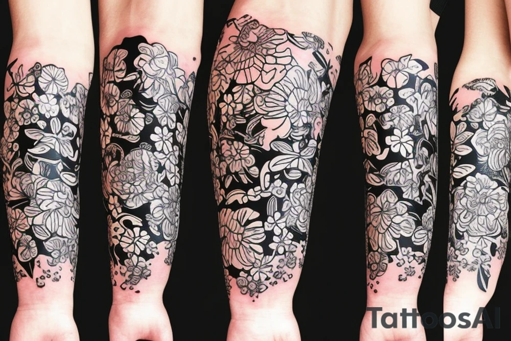 Florals wrapped around a ukulele tattoo idea