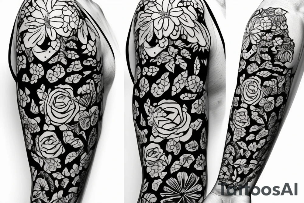 Florals wrapped around a ukulele tattoo idea