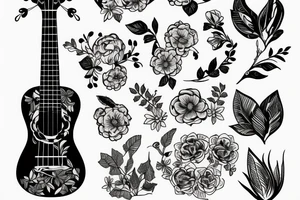 Florals wrapped around a ukulele tattoo idea