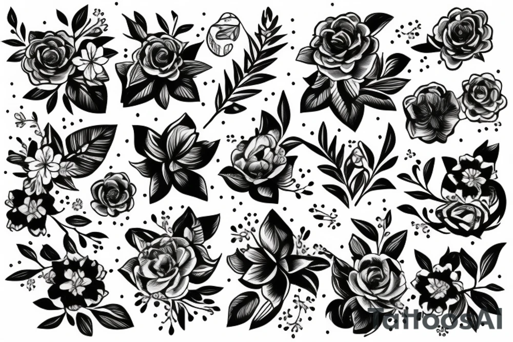 Florals wrapped around a ukulele tattoo idea