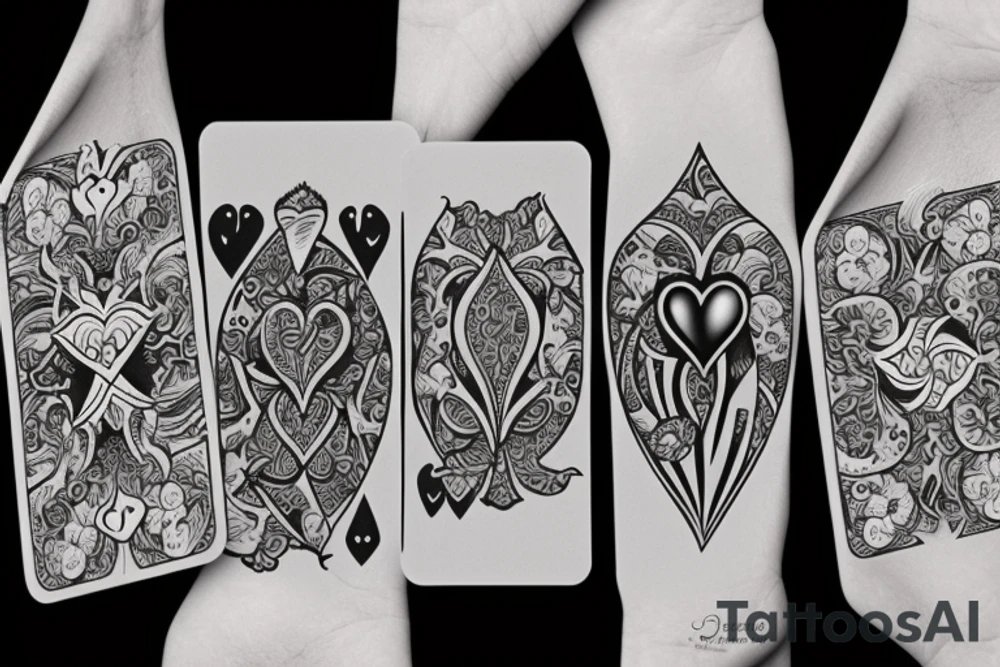 Florals wrapped around a playing card with the 2 of hearts tattoo idea