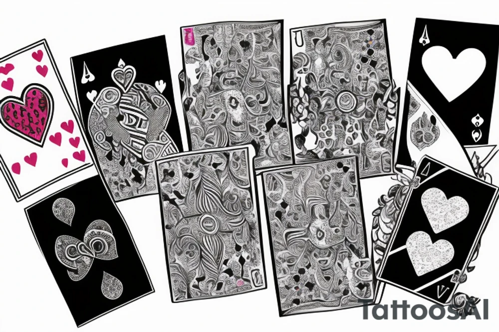 Florals wrapped around a playing card with the 2 of hearts tattoo idea