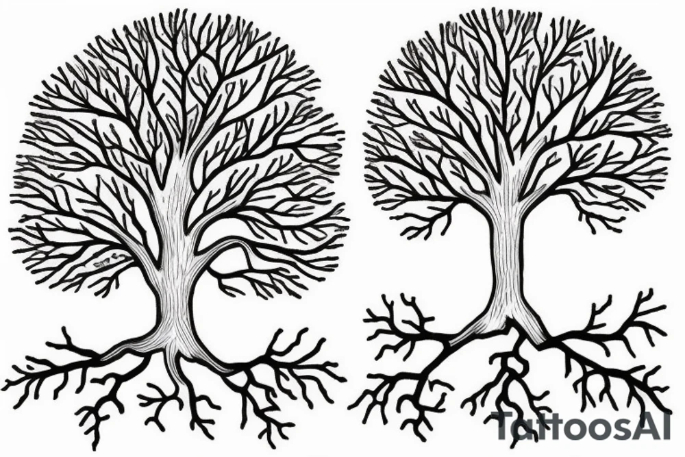 Minimalist live oak tree tattoo idea
