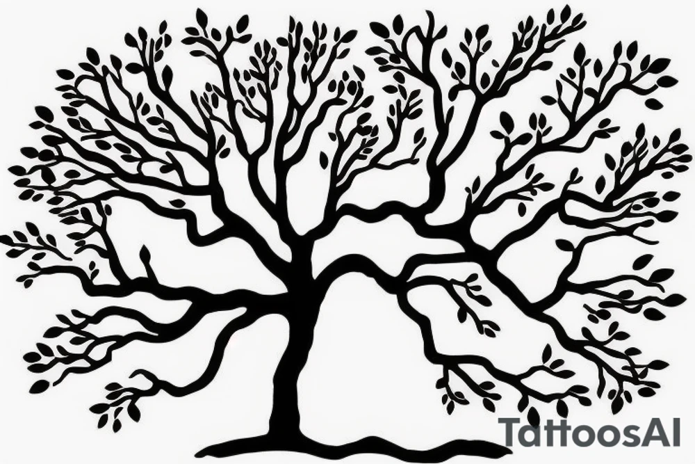 Minimalist live oak tree tattoo idea