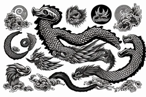 Clouds with Quetzalcoatl tattoo idea