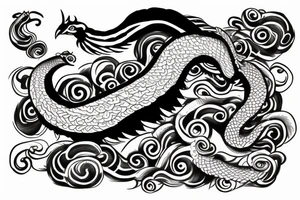 Clouds with Quetzalcoatl tattoo idea