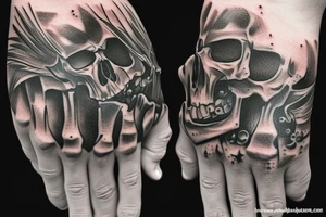 Skeleton hand Pauldron tattoo idea