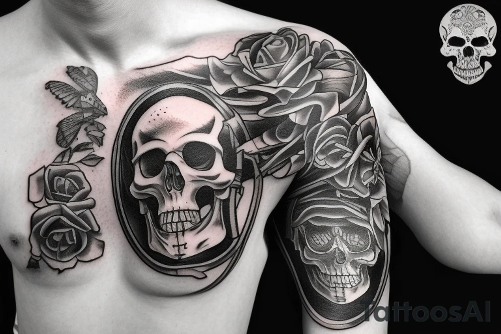 Mechanical skull tattoo idea