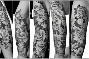 Floral Sleeve. Lily of the Valley. Roses. Lavendar. Poppies. Carnation. tattoo idea