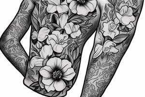 Floral Sleeve. Lily of the Valley. Roses. Lavendar. Poppies. Carnation. tattoo idea