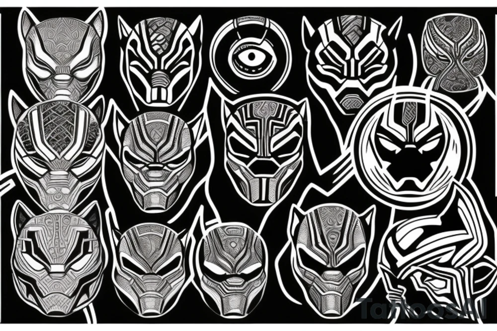 Black Panther with a third eye and psychedelic themes tattoo idea Black Panther with a third eye and psychedelic themes tattoo idea
