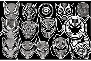 Black Panther with a third eye and psychedelic themes tattoo idea