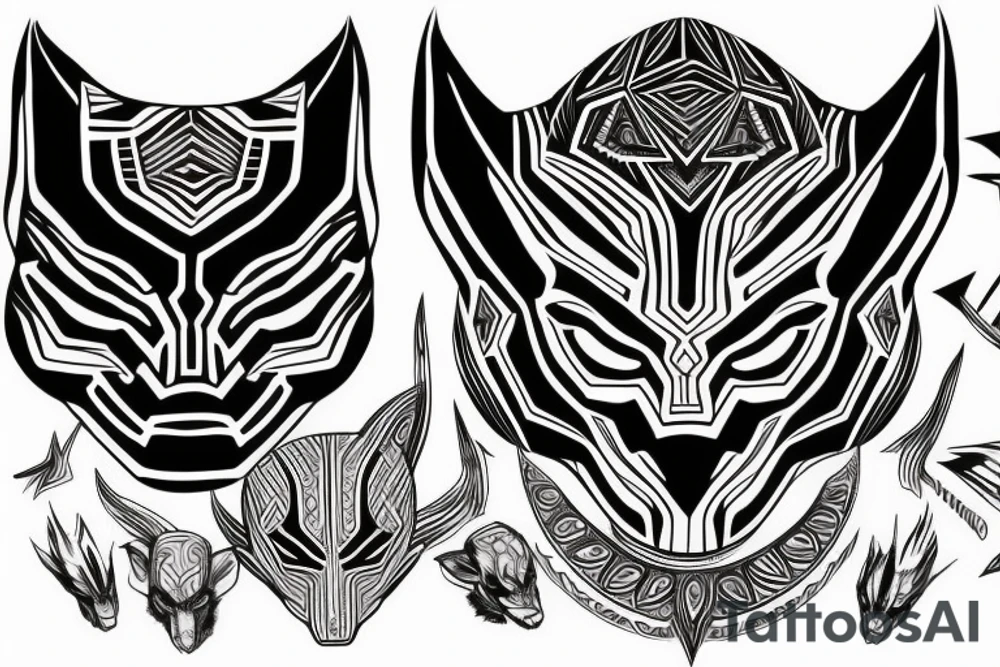 Black Panther with a third eye and psychedelic themes tattoo idea