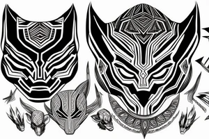 Black Panther with a third eye and psychedelic themes tattoo idea