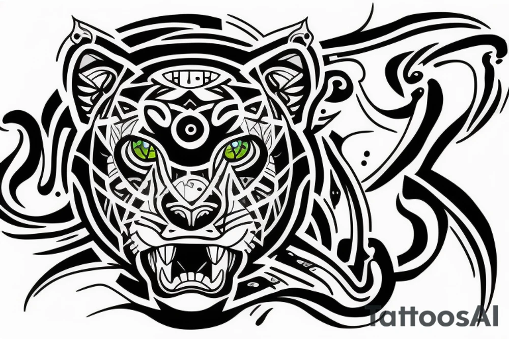 A Panther with a third eye and psychedelic themes tattoo idea A Panther with a third eye and psychedelic themes tattoo idea
