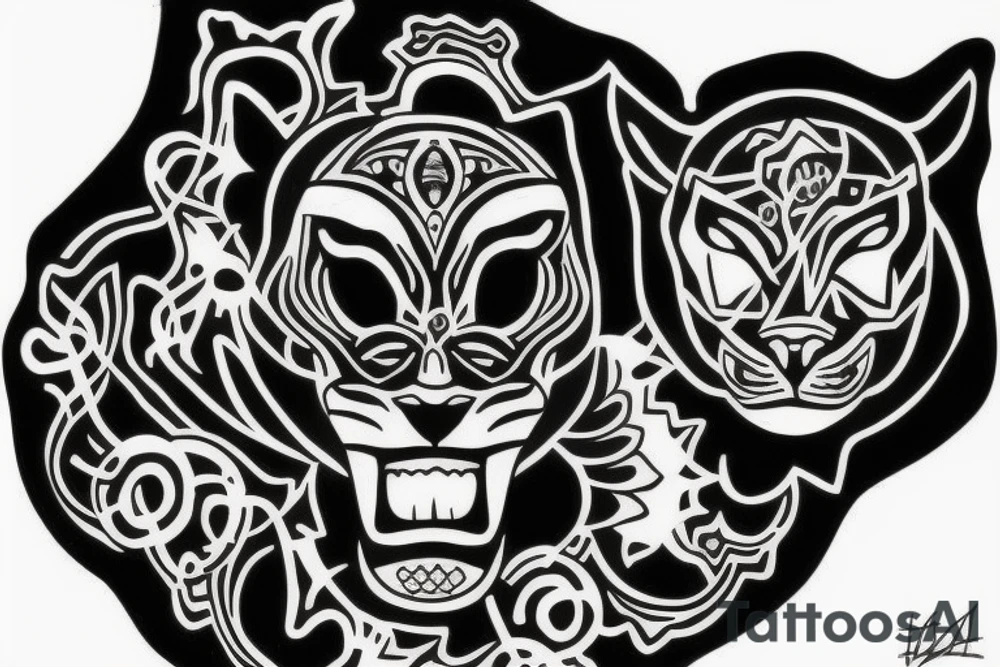 A Panther with a third eye and psychedelic themes tattoo idea A Panther with a third eye and psychedelic themes tattoo idea