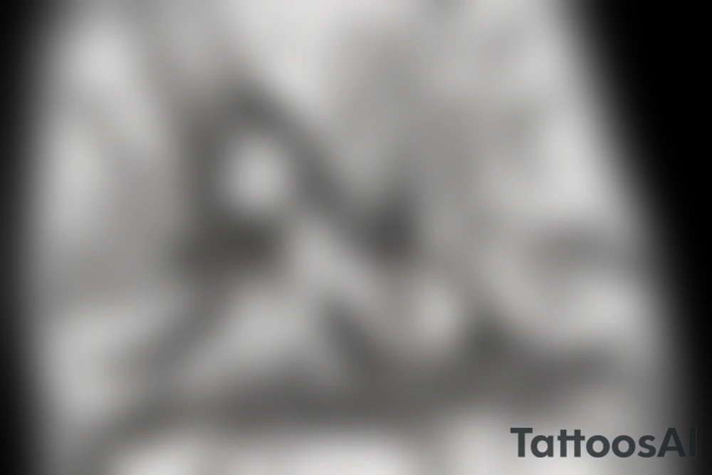 fairy sitting on tree stump in forest tattoo idea