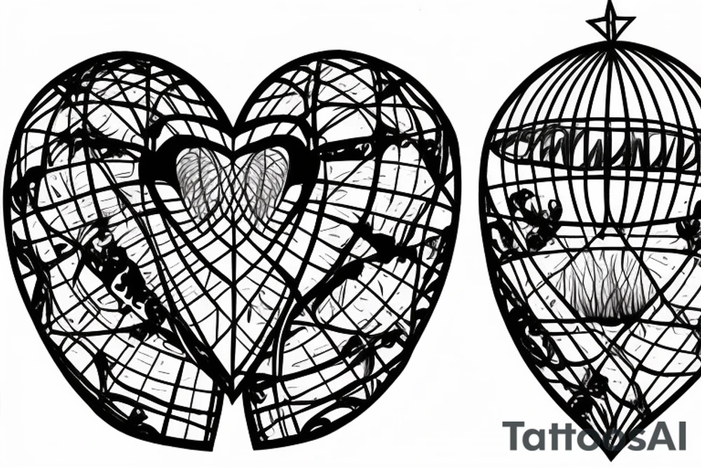 A biological heart in a cage tattoo idea