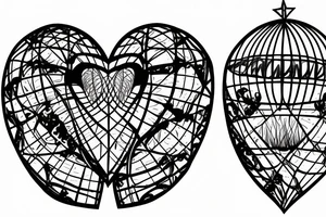 A biological heart in a cage tattoo idea