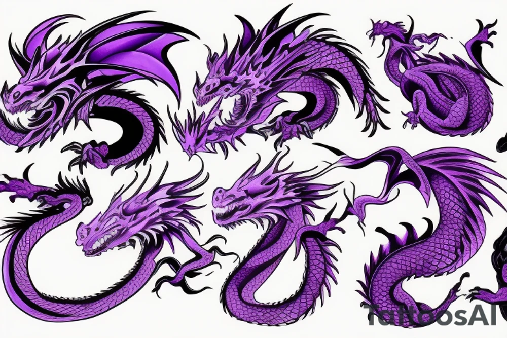 dragon head with purple highlights tattoo idea