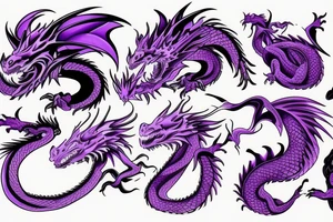 dragon head with purple highlights tattoo idea