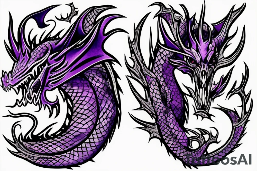 dragon head with purple highlights tattoo idea