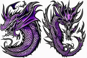dragon head with purple highlights tattoo idea