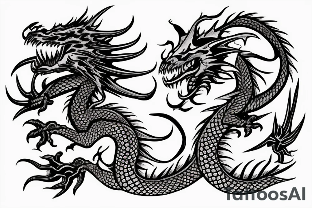 dragon head with purple highlights tattoo idea