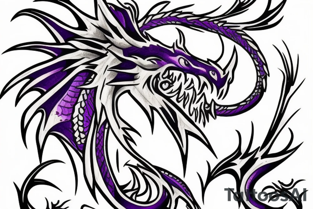 dragon head with purple highlights tattoo idea