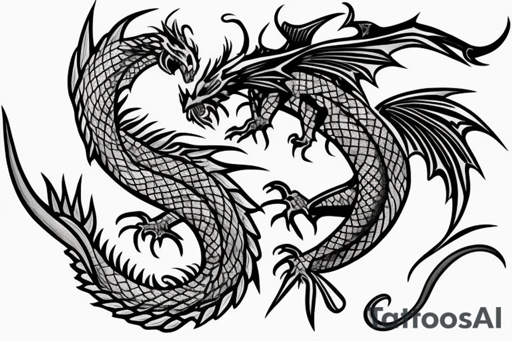 dragon with purple highlights tattoo idea