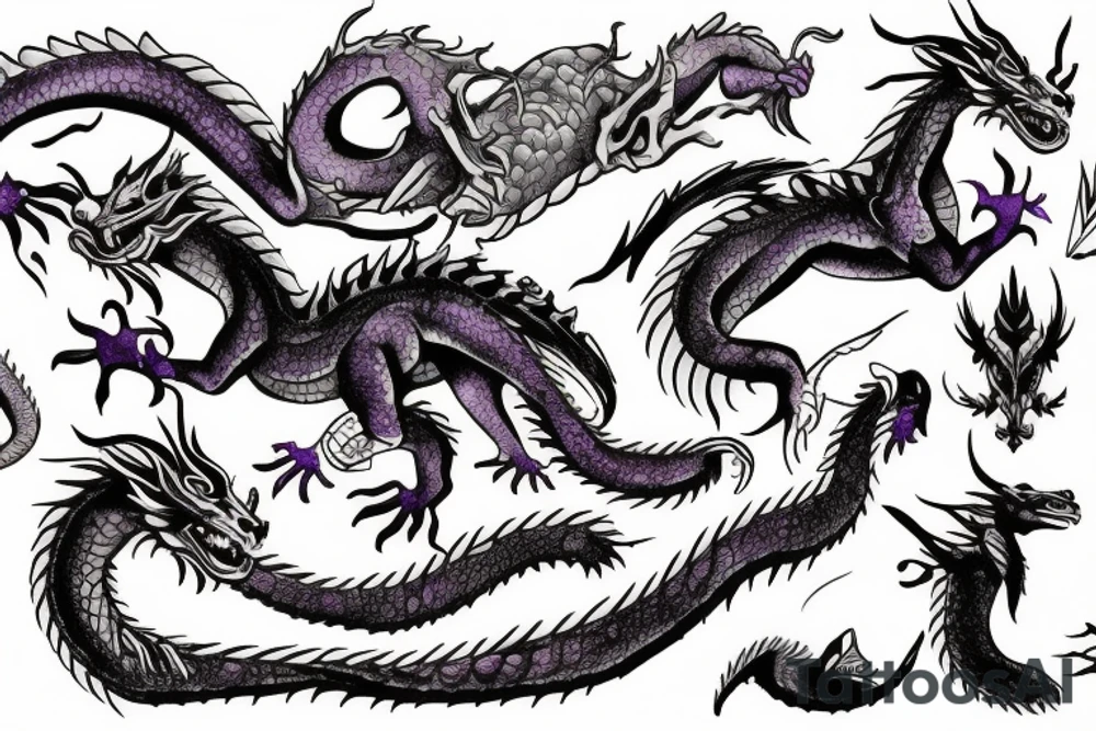 dragon with purple highlights tattoo idea