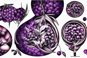 A pair of large,, round, and dark purple berries, connected by a stem. tattoo idea