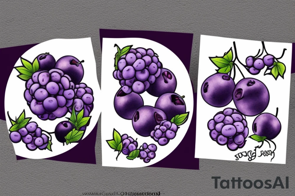 A pair of large,, round, and dark purple berries, connected by a stem. tattoo idea