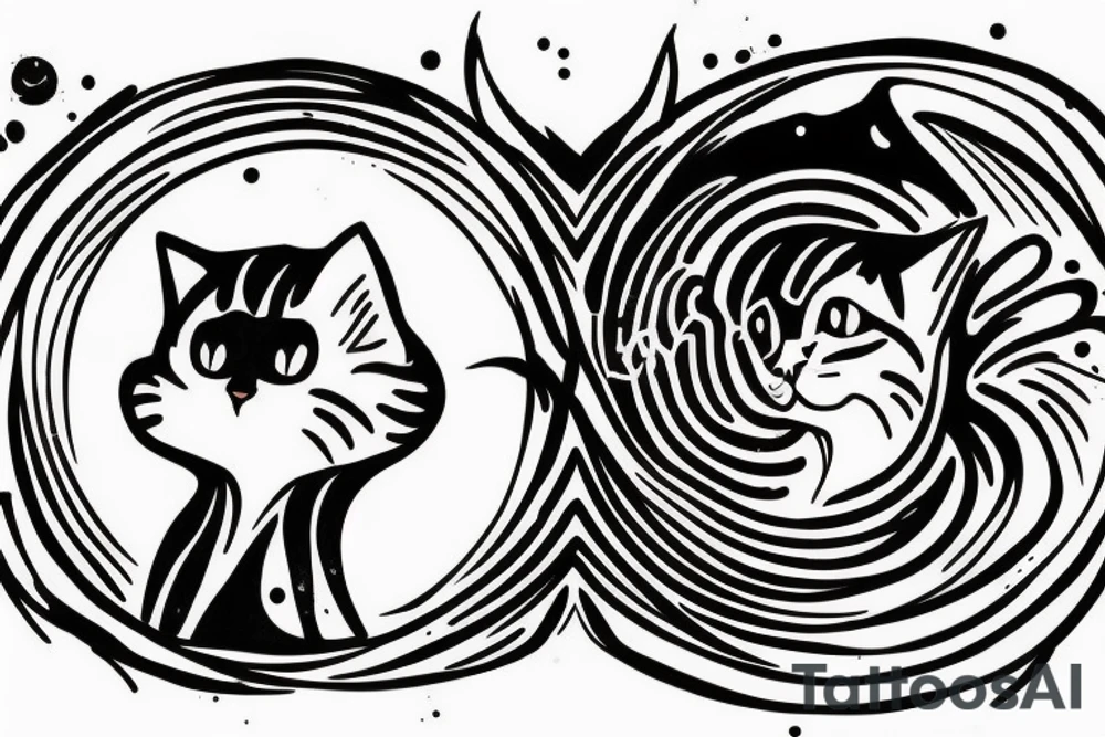 Silhouette of a cat in front of an interdimensional portal. tattoo idea