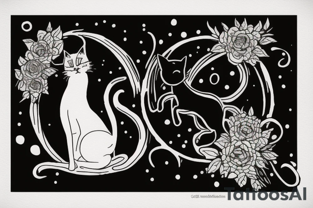 Silhouette of a cat in front of an interdimensional portal. tattoo idea