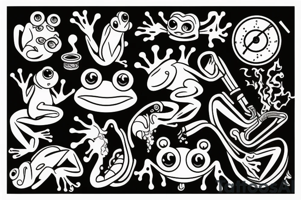 A frog who smok a pipe tattoo idea
