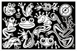 A frog who smok a pipe tattoo idea